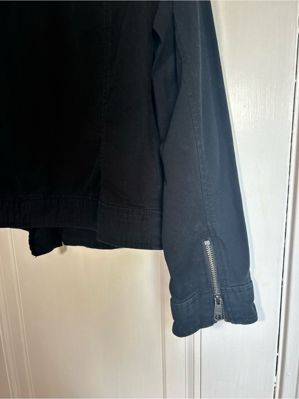 Old Navy Black Moto Jacket Women's Medium Zip Front Denim Biker Coat Size Medium - Picture 11 of 11